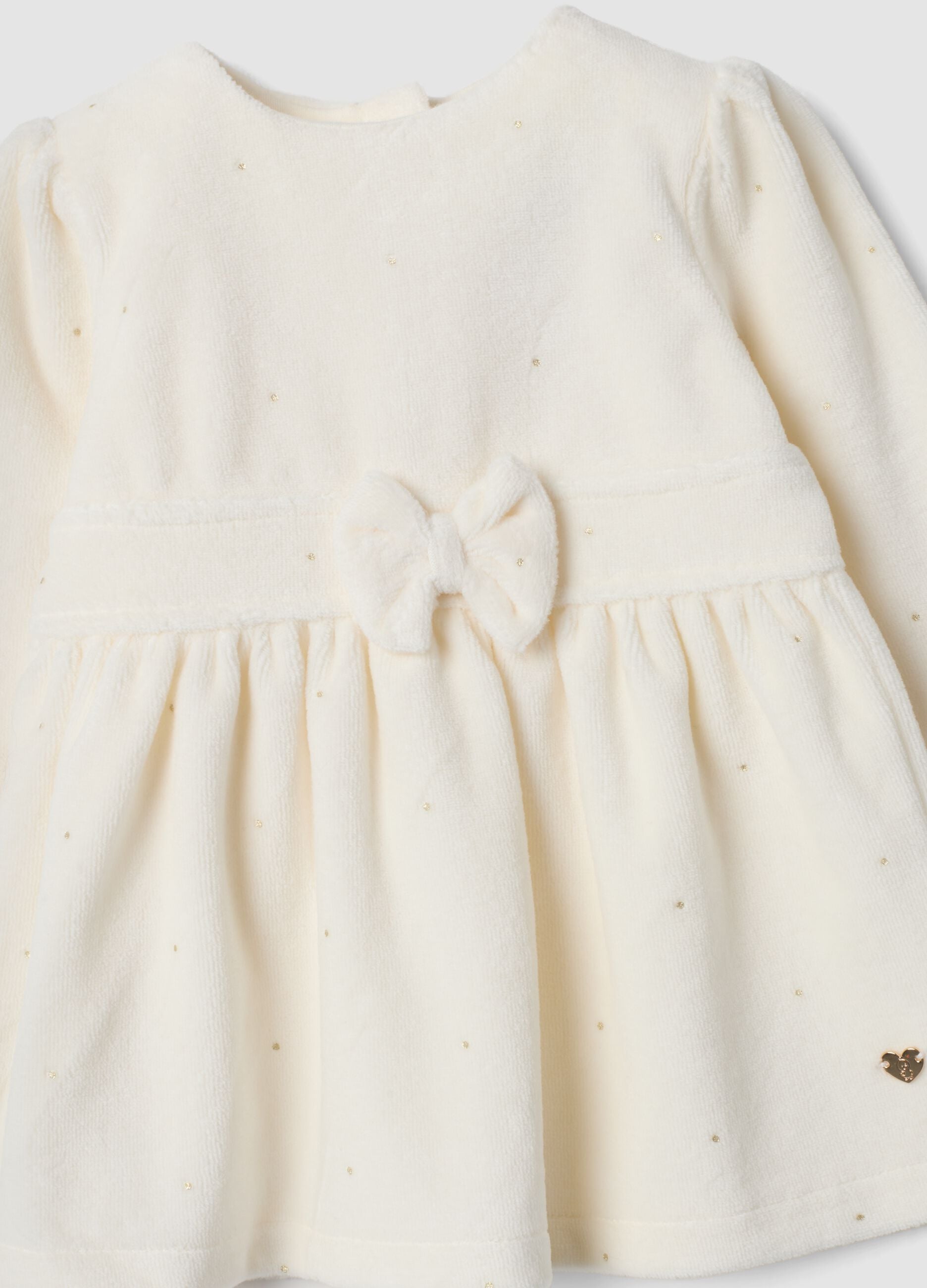 White crew-neck dress in organic cotton blend