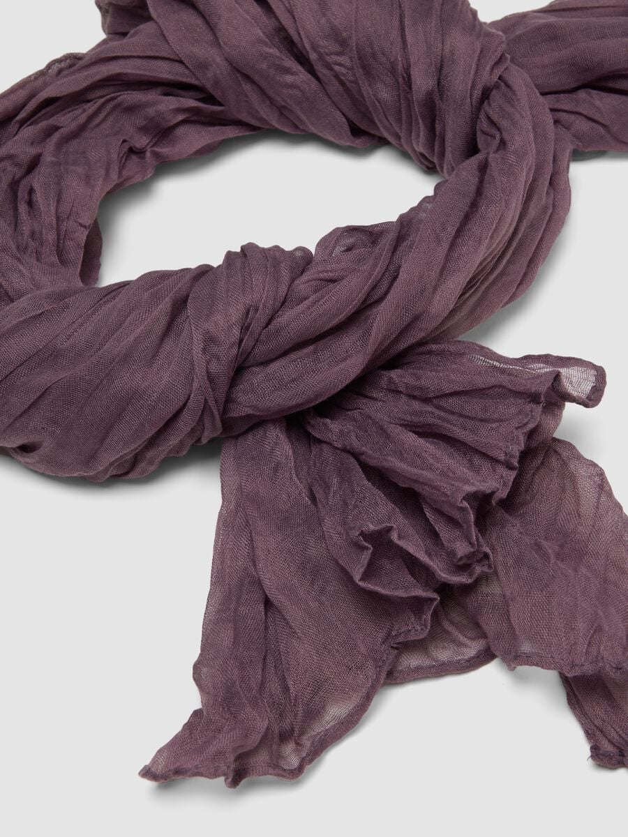 Purple semi-sheer crinkled-effect scarf_2
