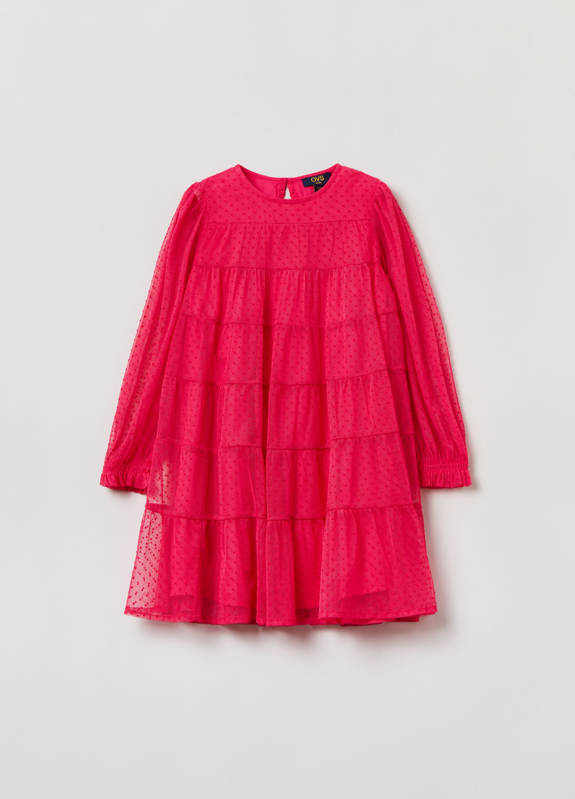 Vestito a balze in fantasia pois Rosa fuxia OVS KIDS da Bambina OVS