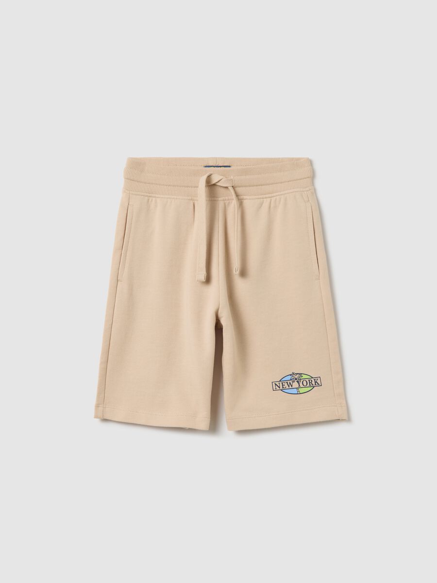 Beige cotton shorts for children_0