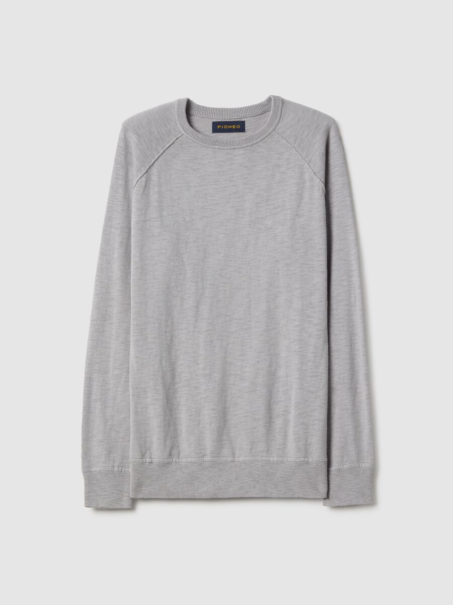 Maglione girocollo in puro cotone grigio regular fit_4