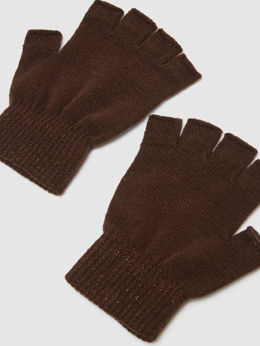 Brown Stretch Fabric Gloves_1