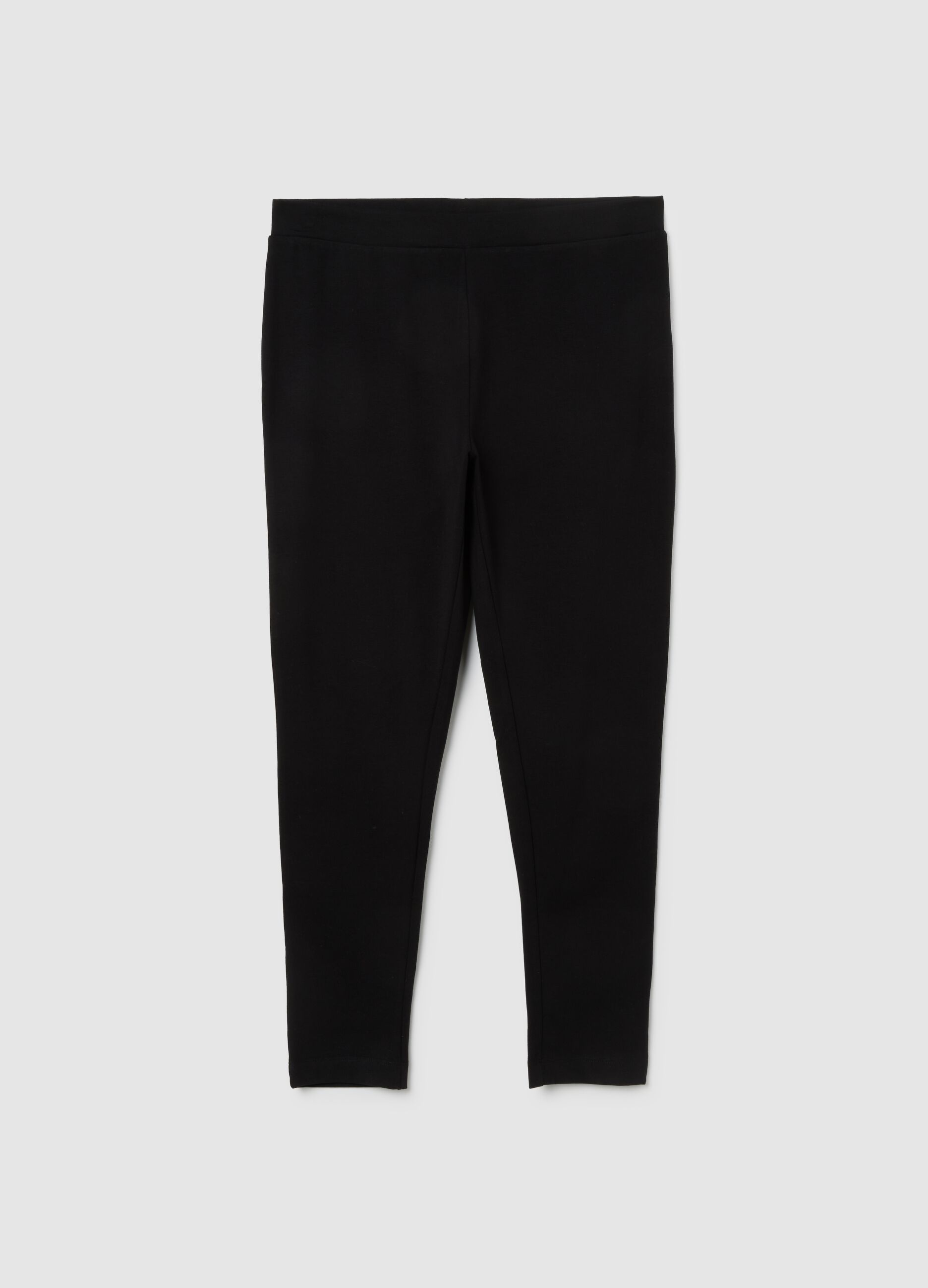 Black Cotton Blend Skinny Leggings