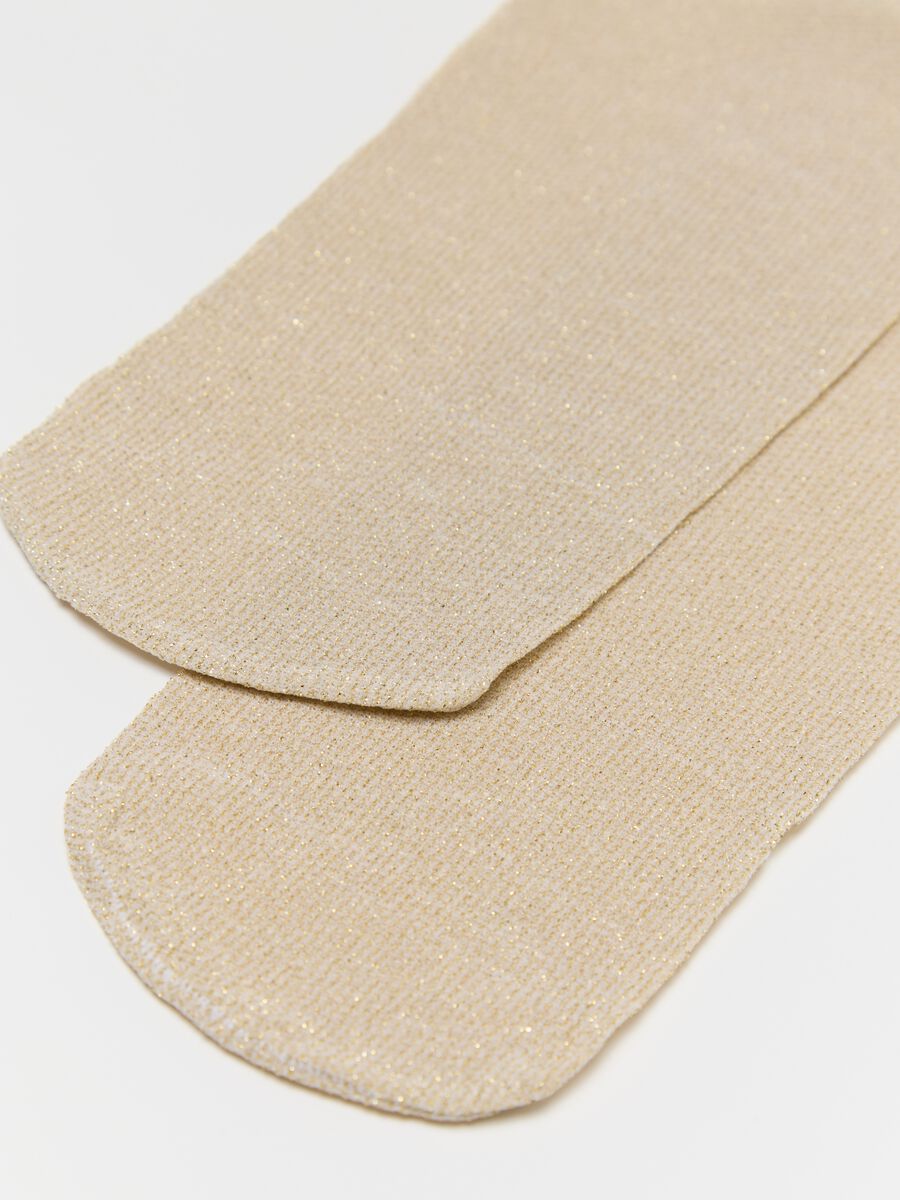 Two-tone white and beige microfibre tights with lurex_1