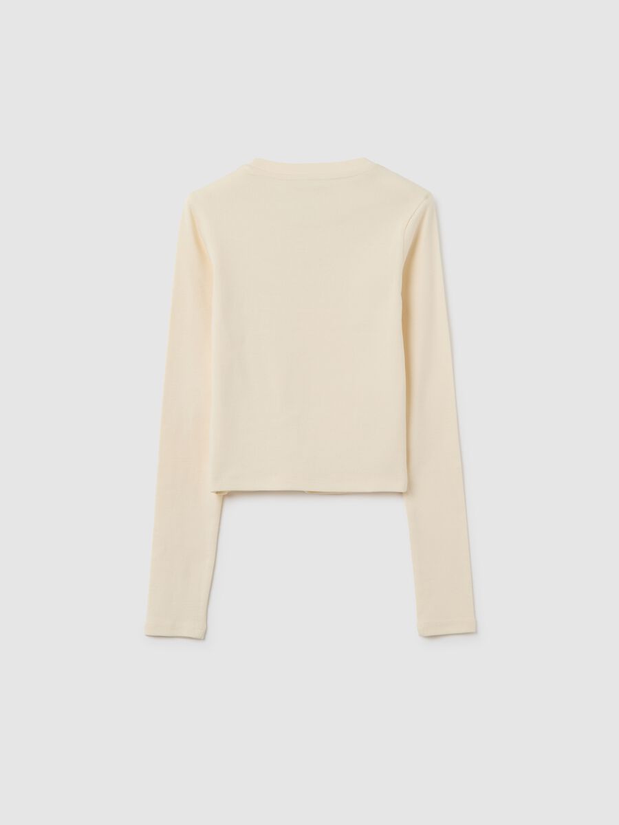 Girls' beige regular fit stretch cotton top_1