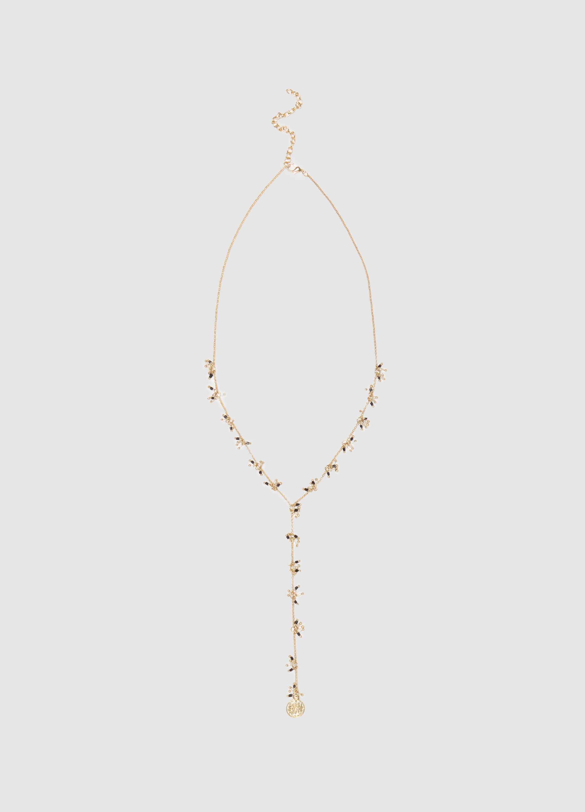 Long necklace with bead pendants