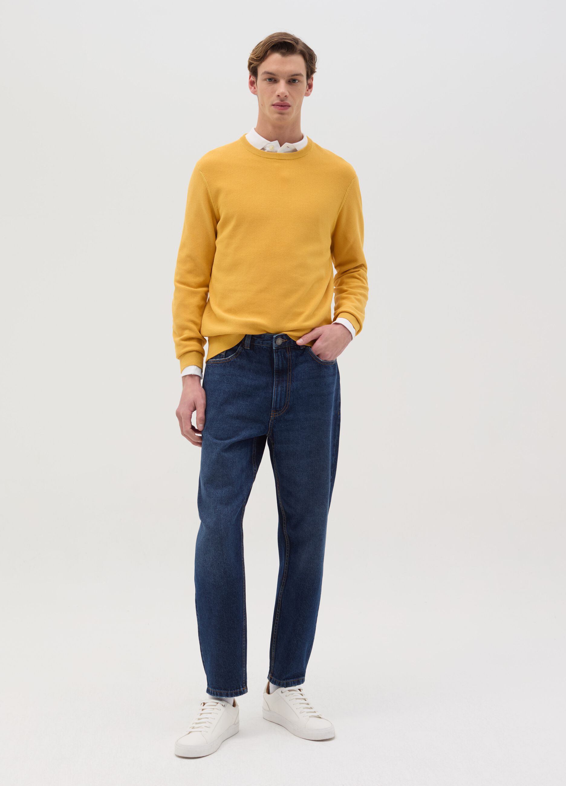 Cotton pullover with micro weave
