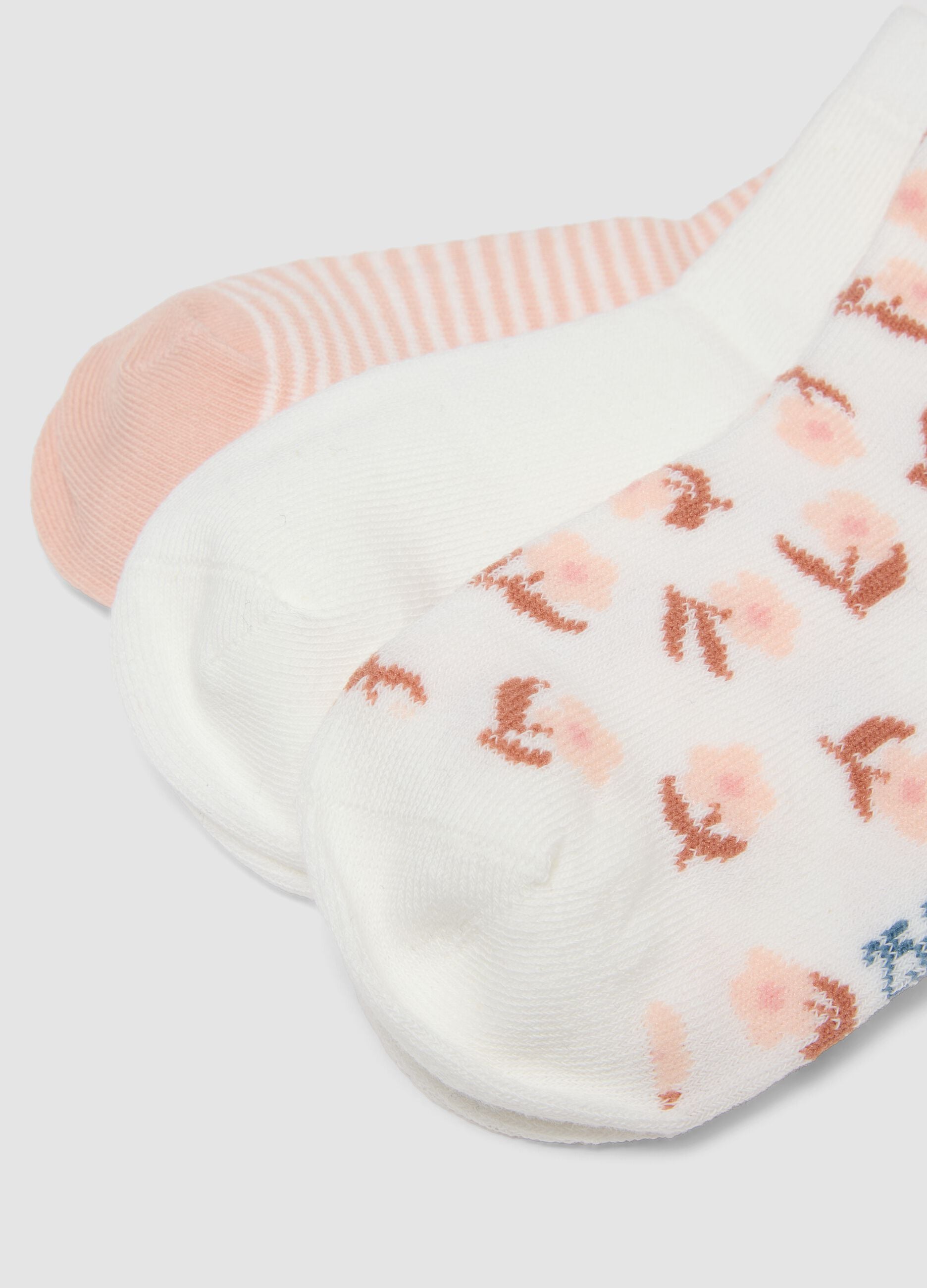 Five-pack of multicolour short socks in stretch organic cotton