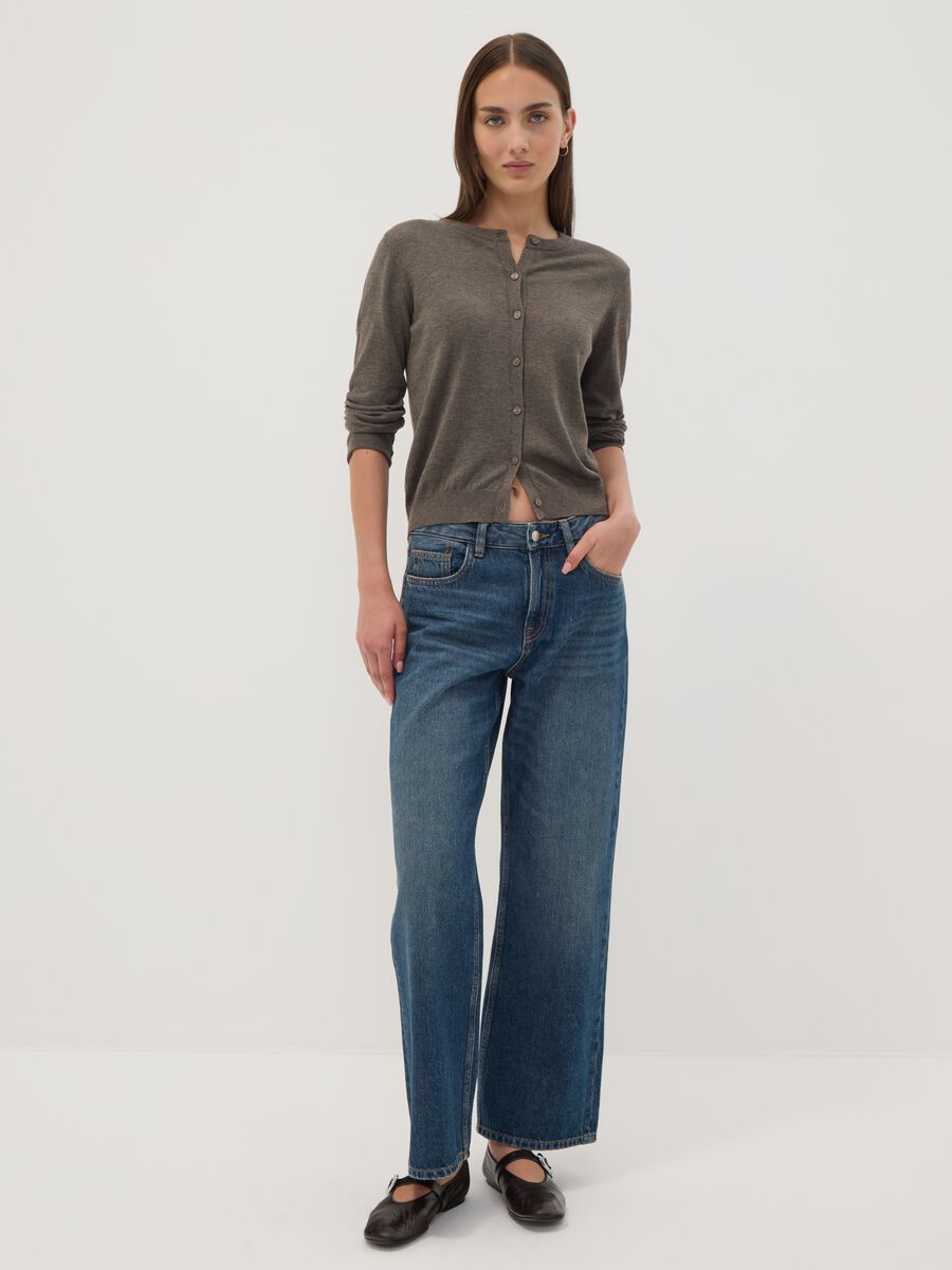 Grey wool-blend crew-neck cardigan_2