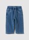 Pantaloni denim blu in misto cotone con vita elasticizzata per bimbo_0