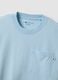Sky-blue pure cotton T-shirt with chest pocket, regular fit_5