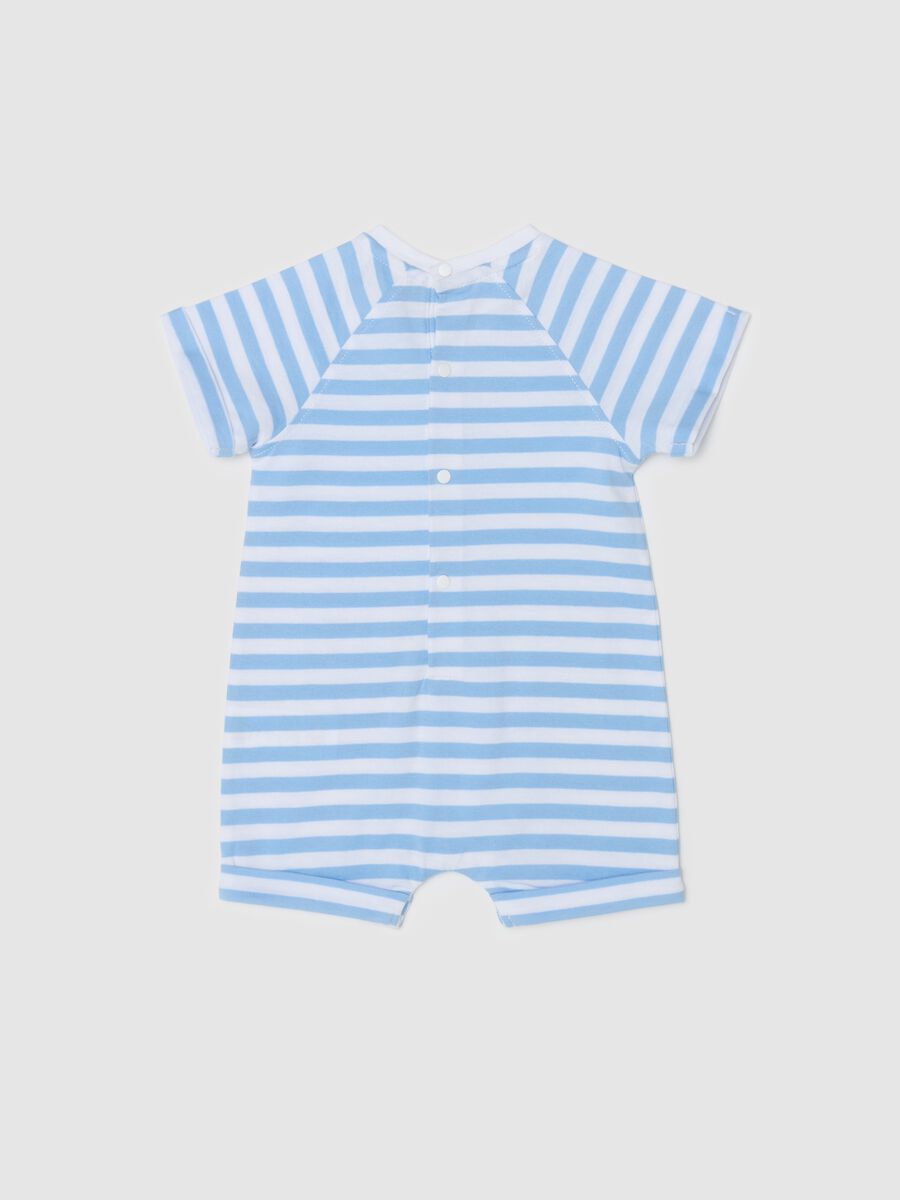 “Happy with you” striped cotton romper suit_1