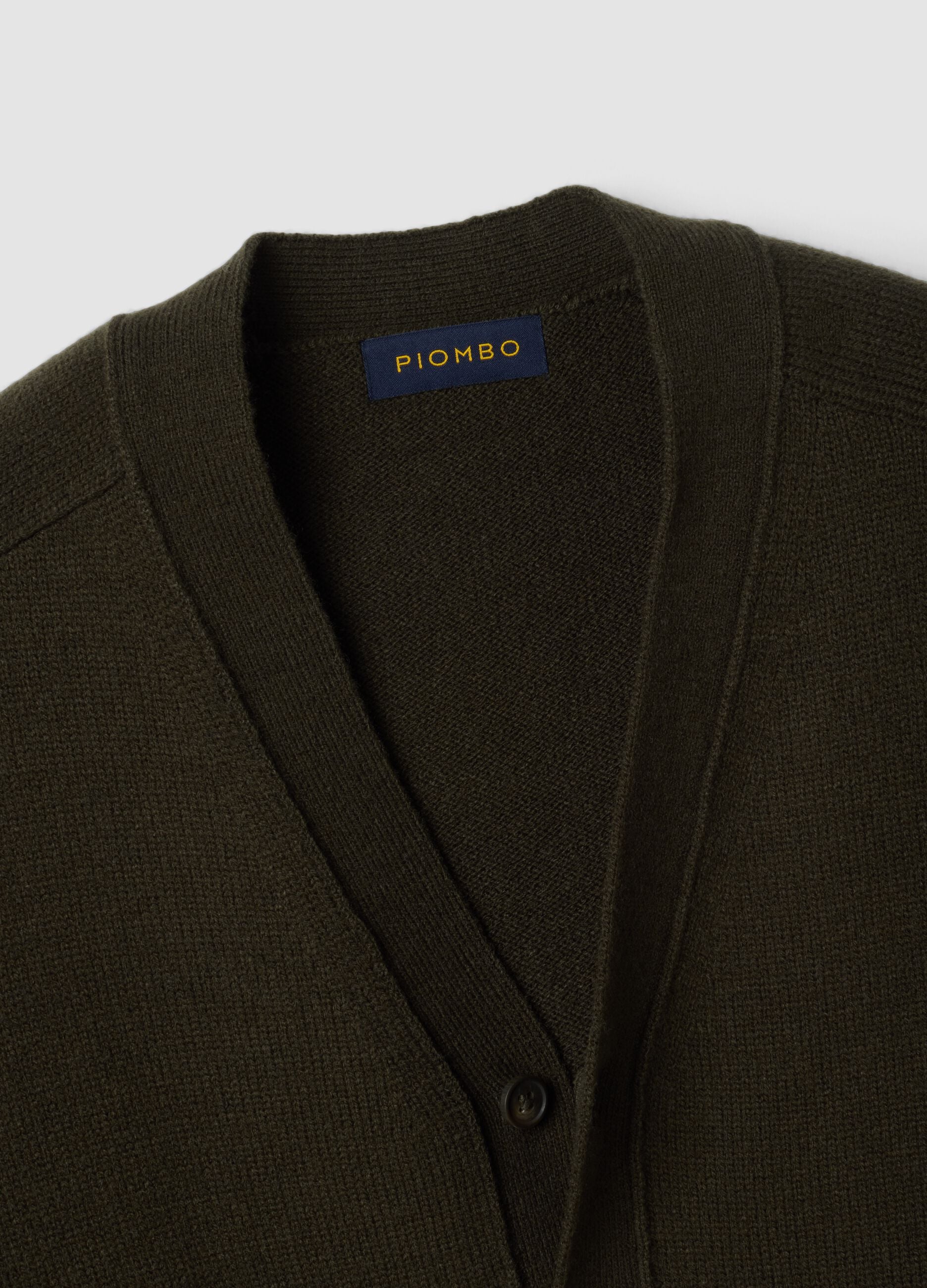 Green wool-blend cardigan with deep V-neck