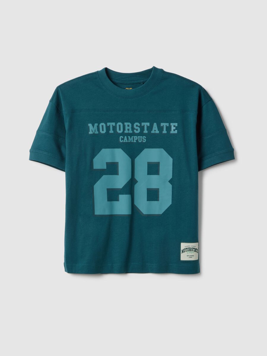 Boy's oversized green pure cotton t-shirt with print_3