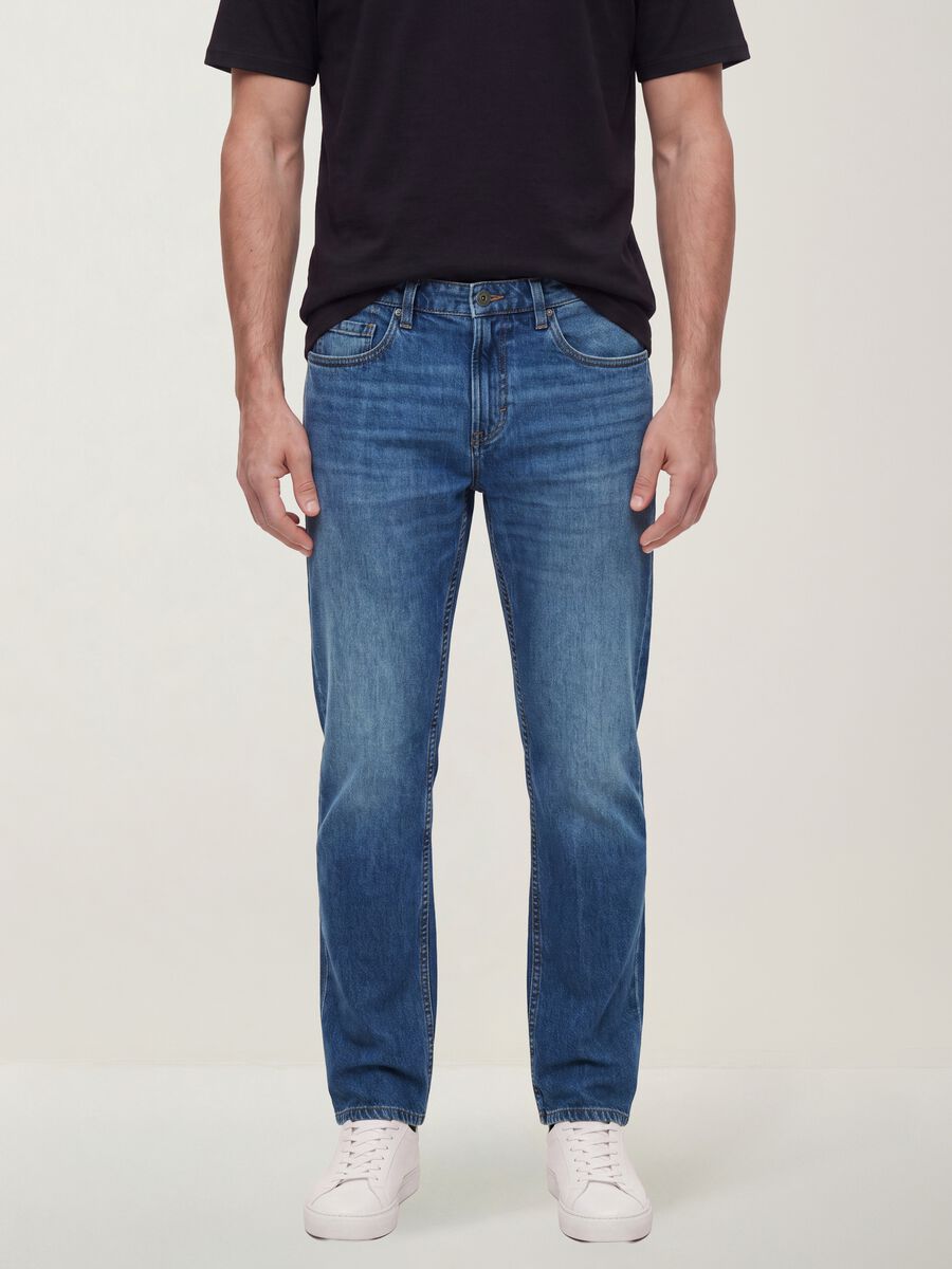 Regular fit pure cotton denim jeans_1