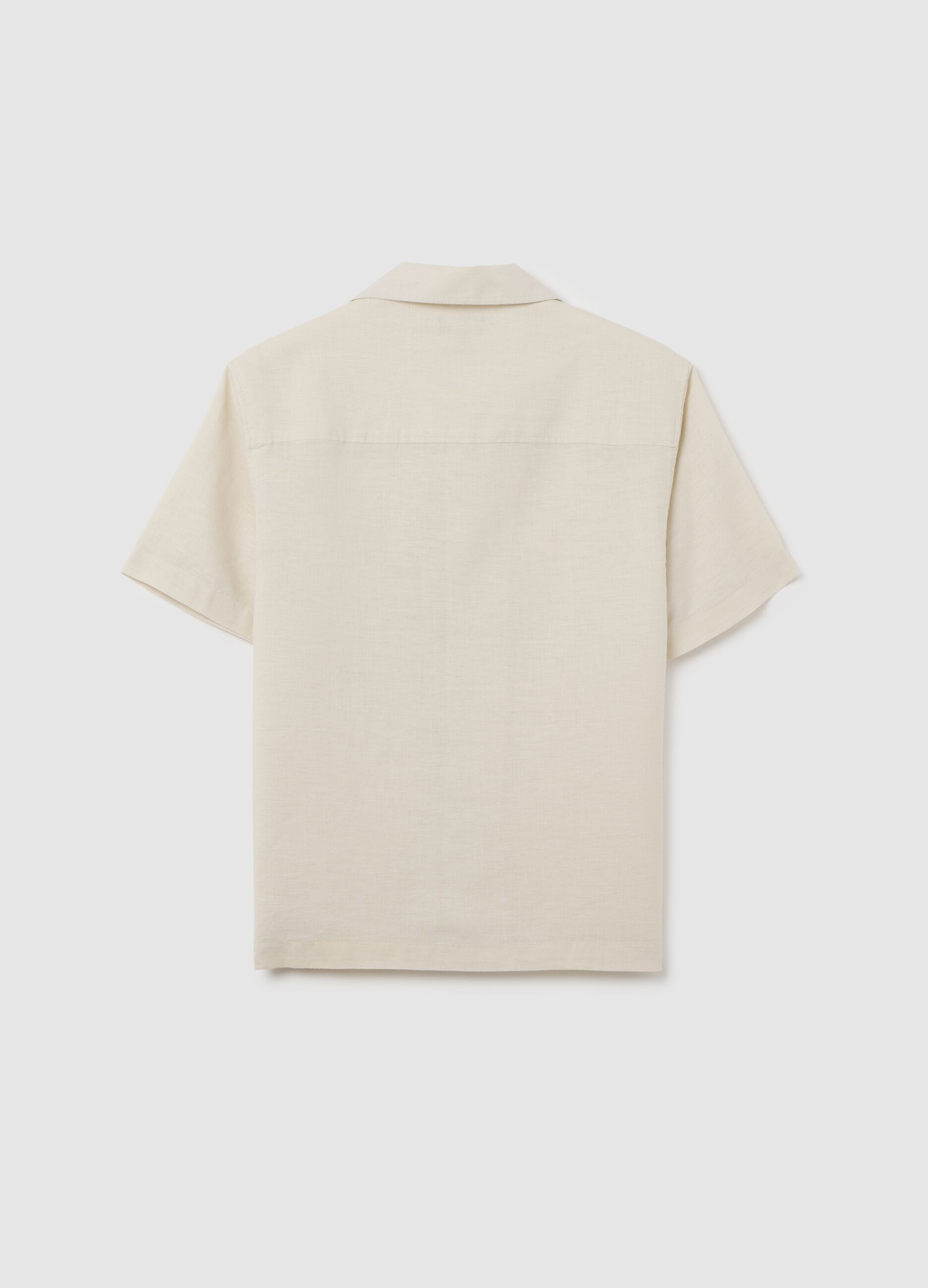 Camicia da ragazzo in misto lino beige over