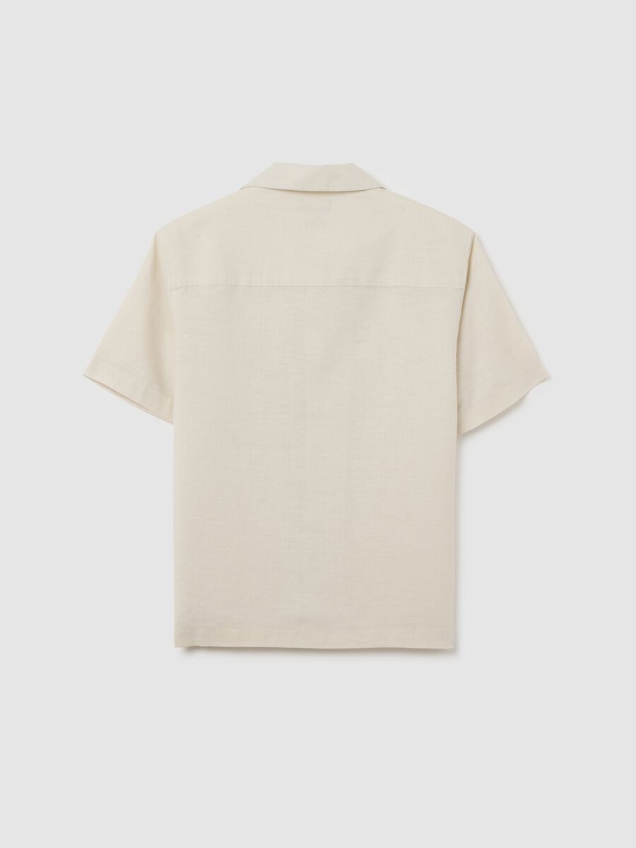 Camicia da ragazzo in misto lino beige over_4