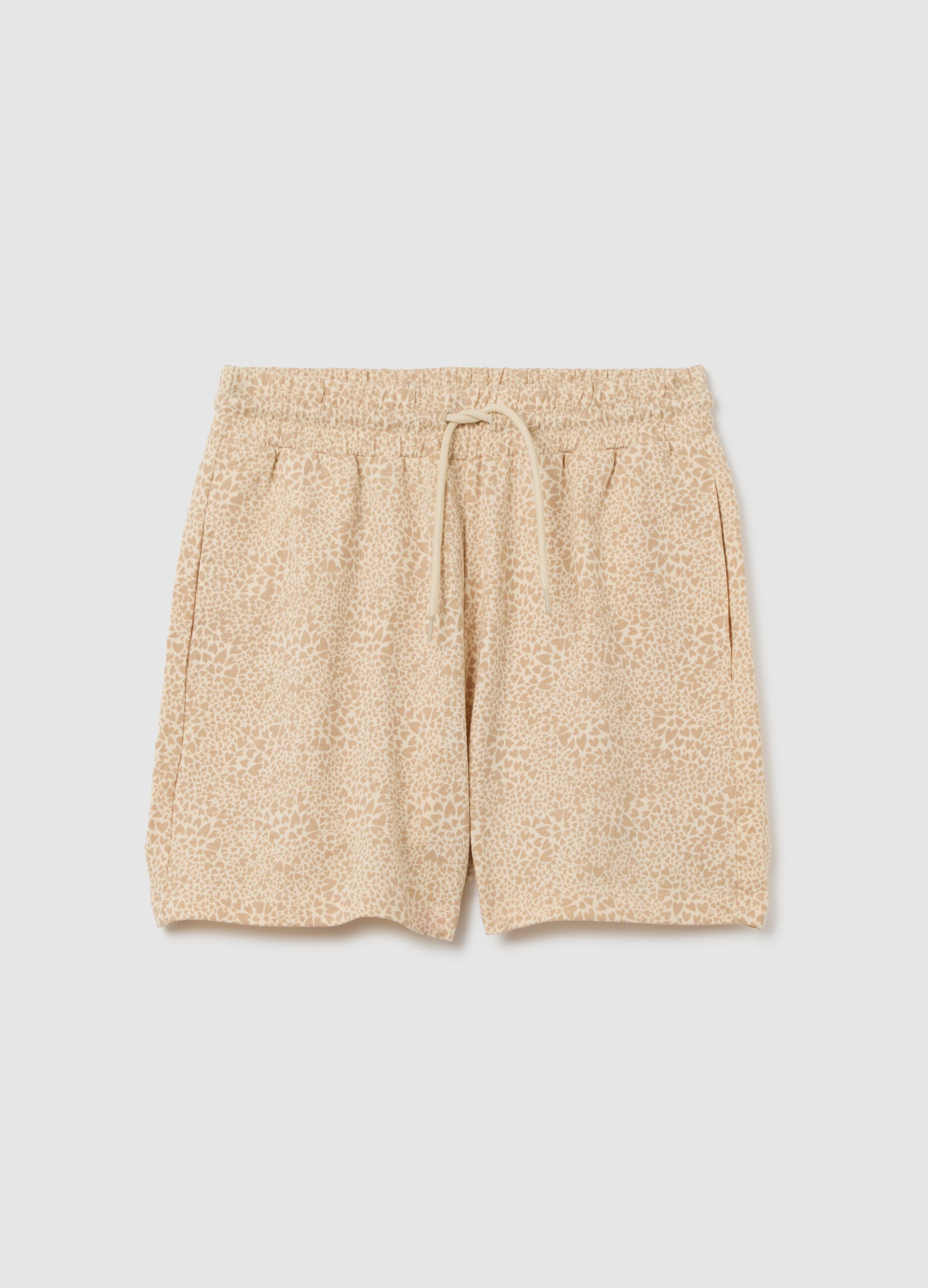 Girls' shorts in pure beige cotton regular fit