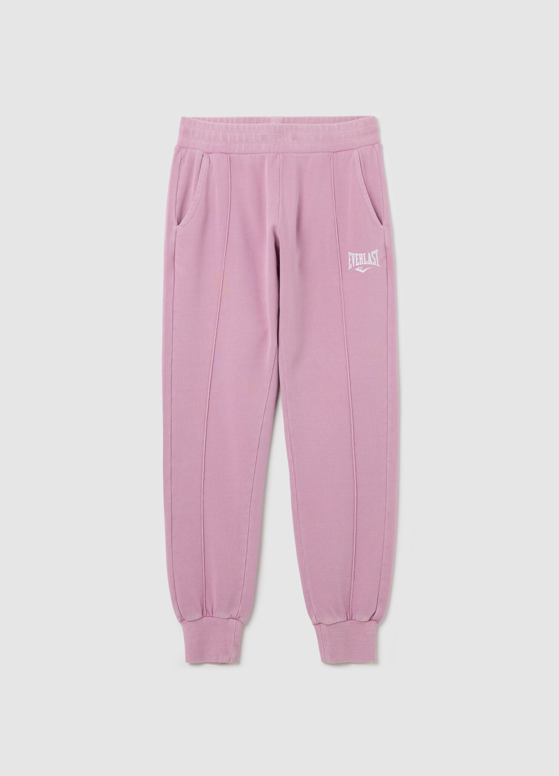 Pink joggers with elasticated edging and logo print