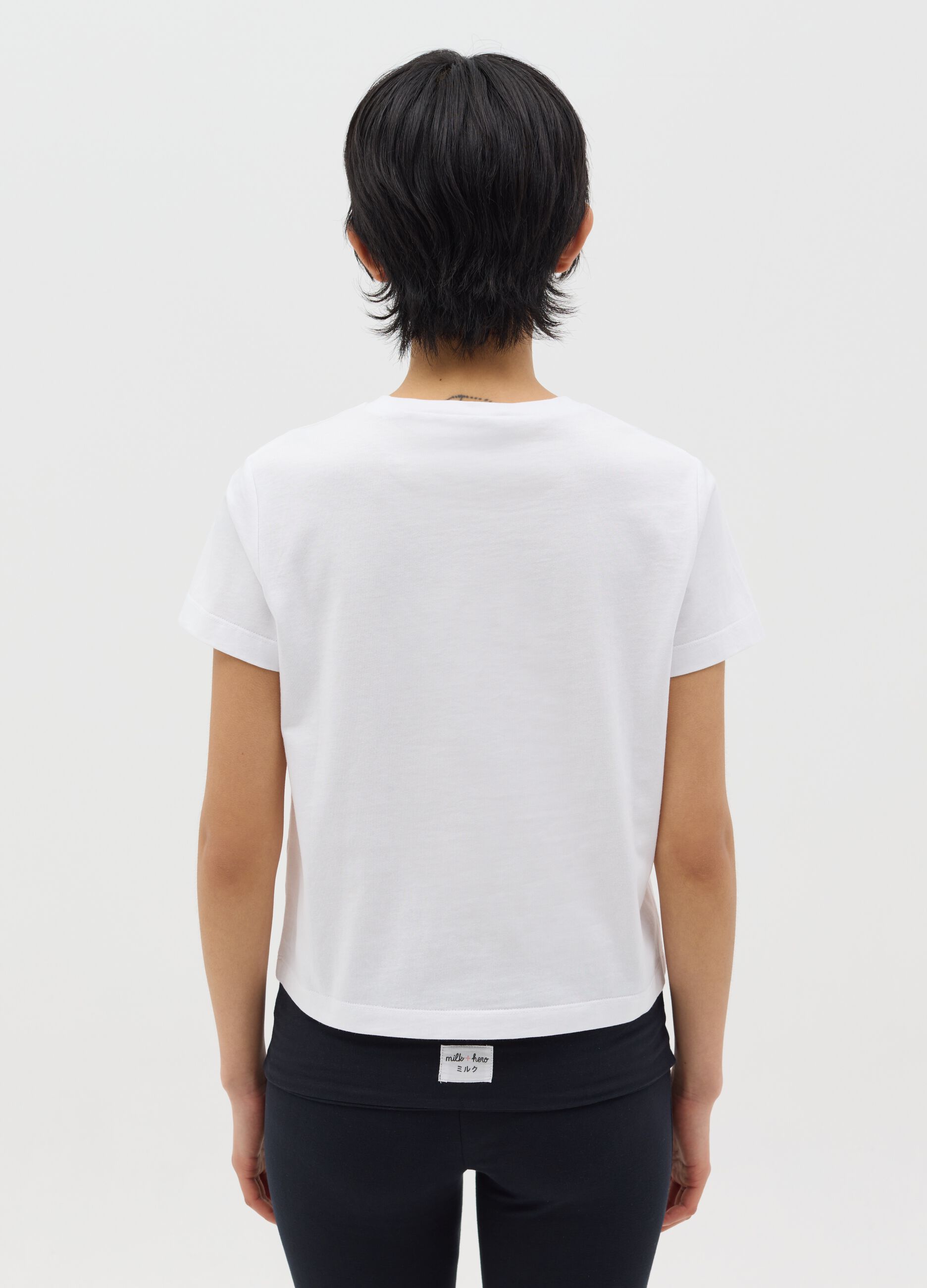 White boxy-fit T-shirt in cotton