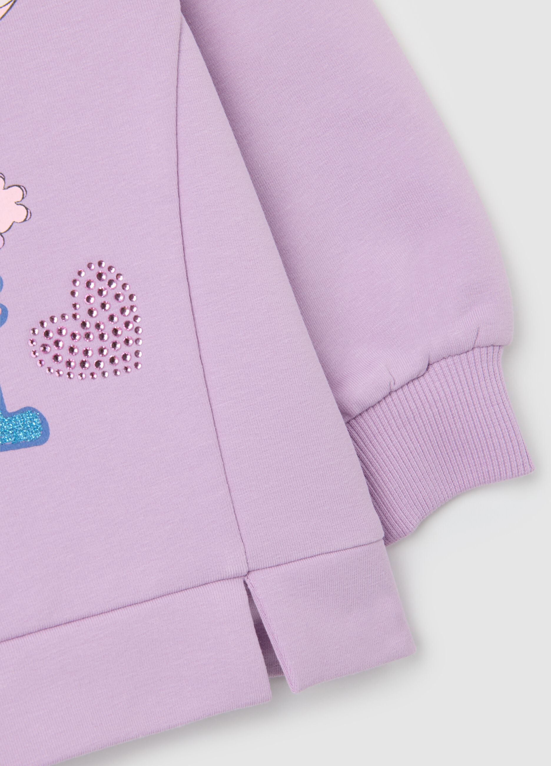Purple cotton girls' sweatshirt with Stitch