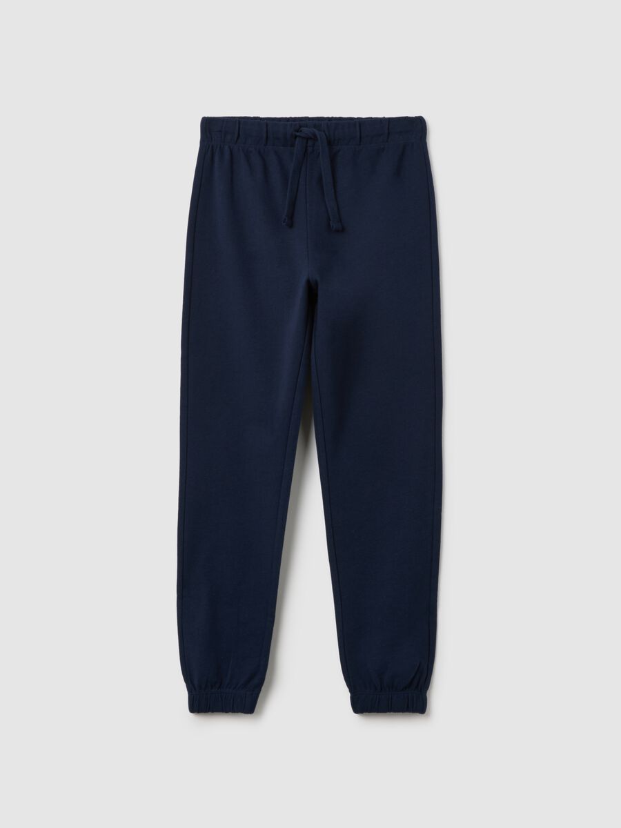 Pantaloni da ragazzo in puro cotone blu regular fit_0