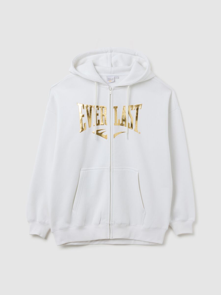 White cotton-blend zip hoodie with print_4