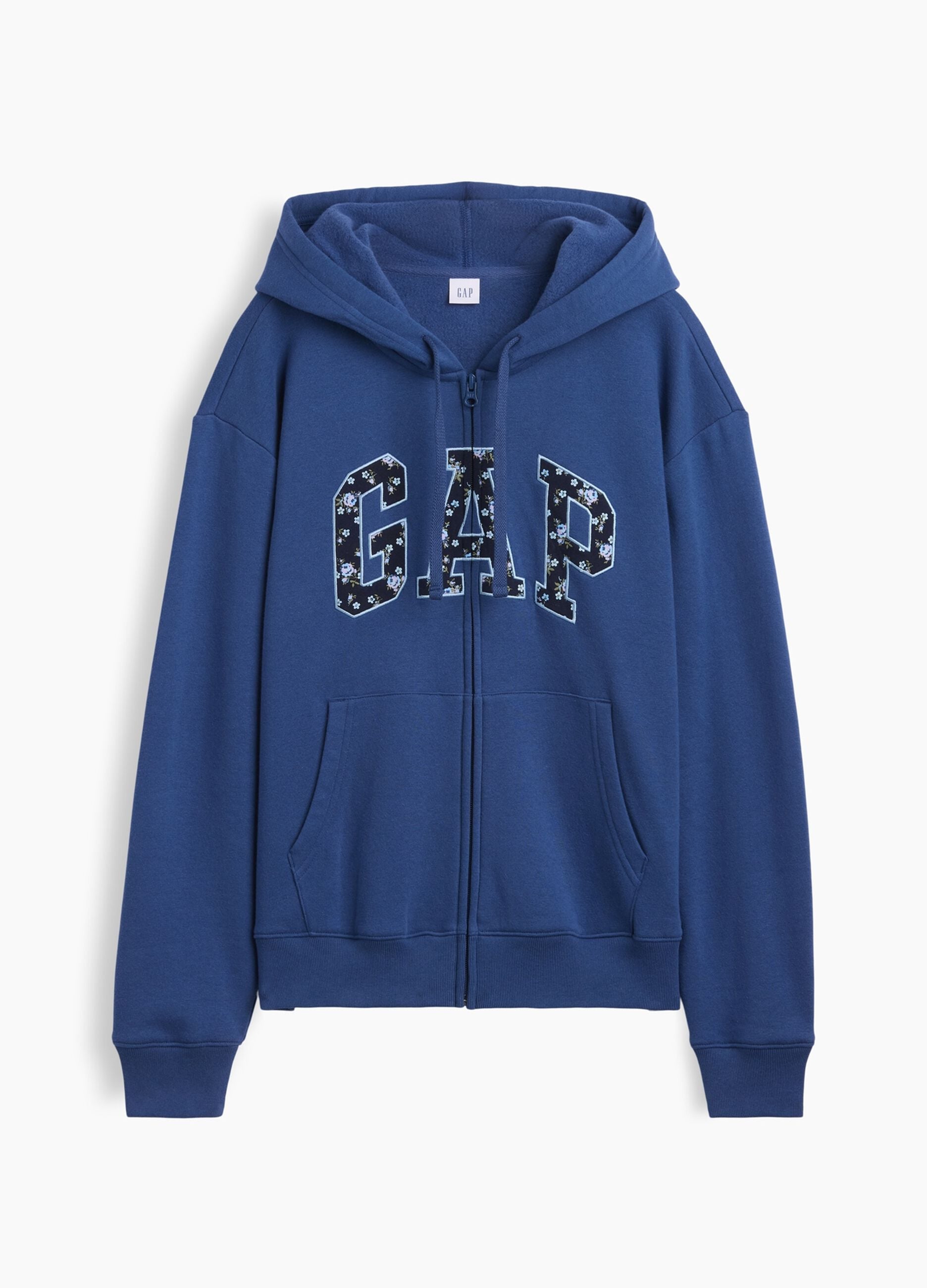 Navy blue cotton-blend hoodie with zip and GAP logo