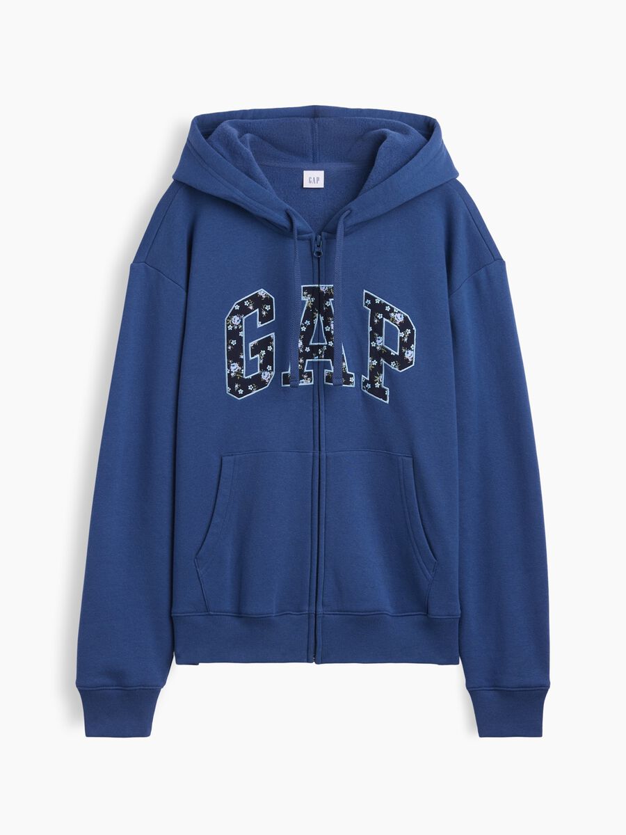 Navy blue cotton-blend hoodie with zip and GAP logo_3