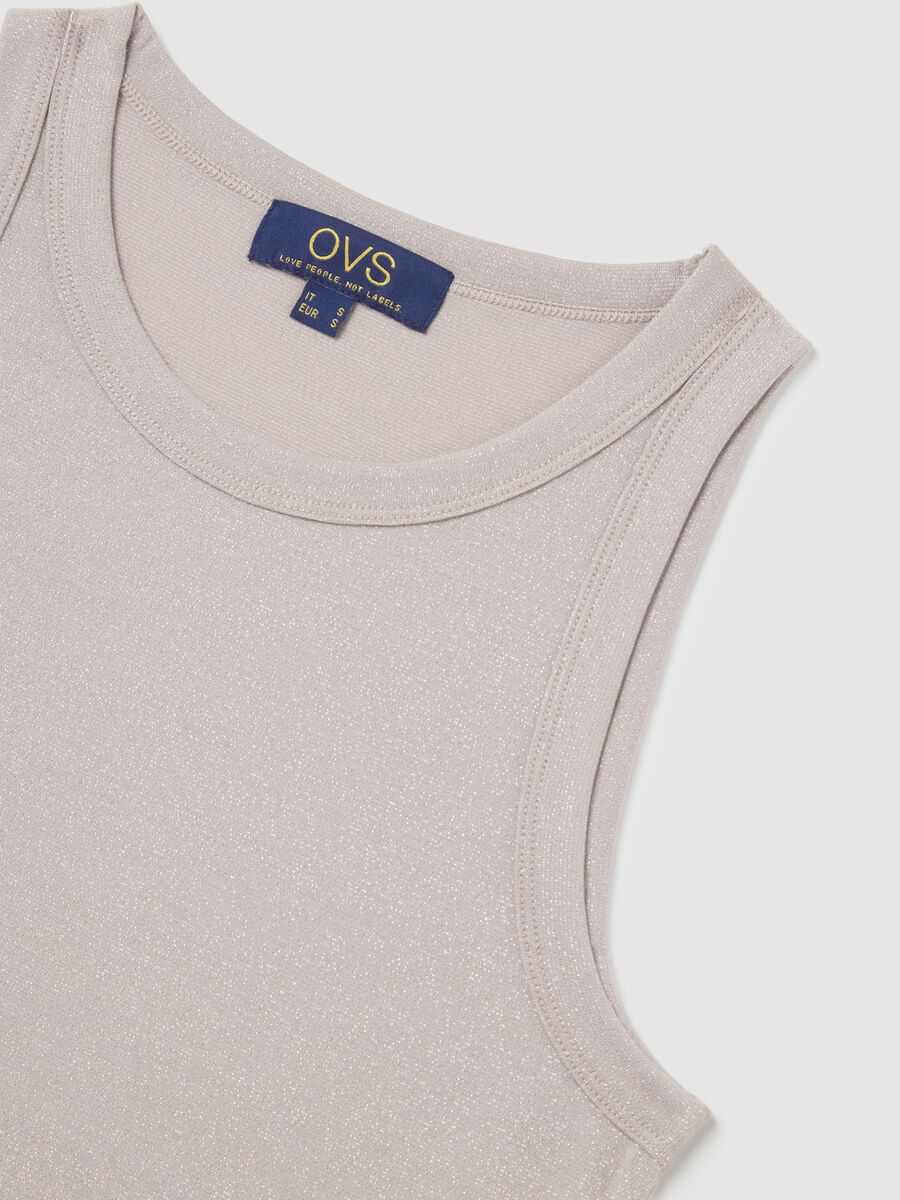 Beige tank top in stretchy fabric with metallic fibres by Ovs_5
