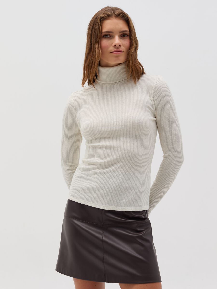 T-shirt in lurex with long sleeves and high neck_0