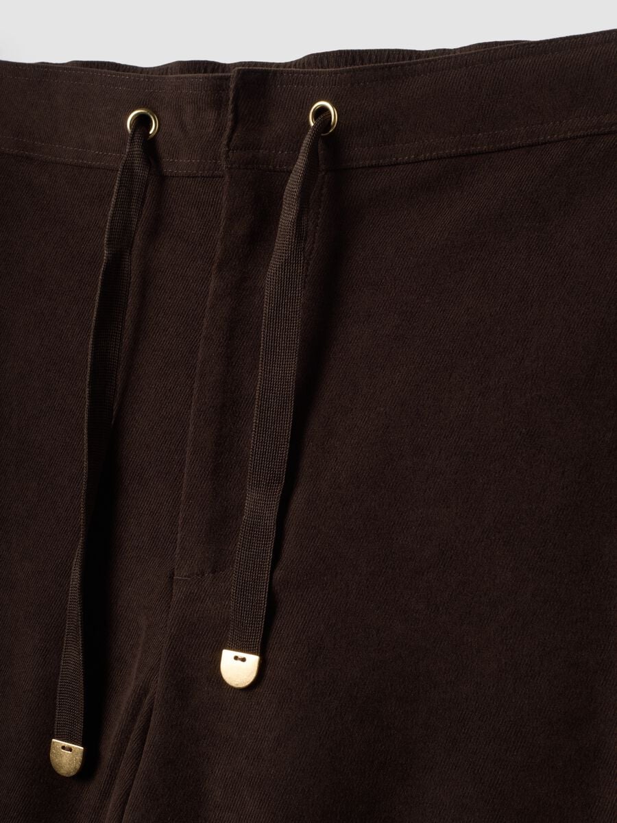 Brown wide-leg joggers in stretch fabric_1