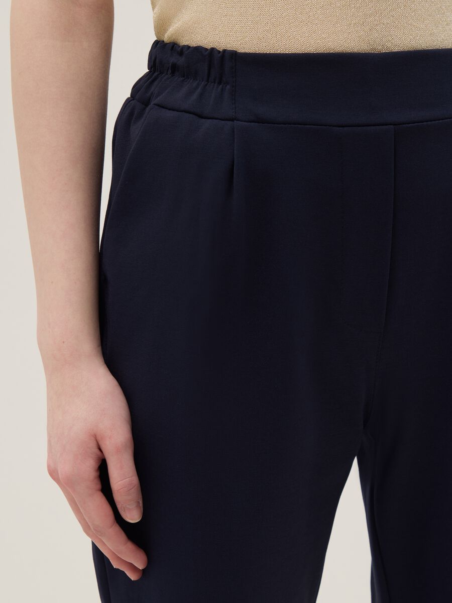 Pantaloni in misto cotone elasticizzato blu regular fit_3