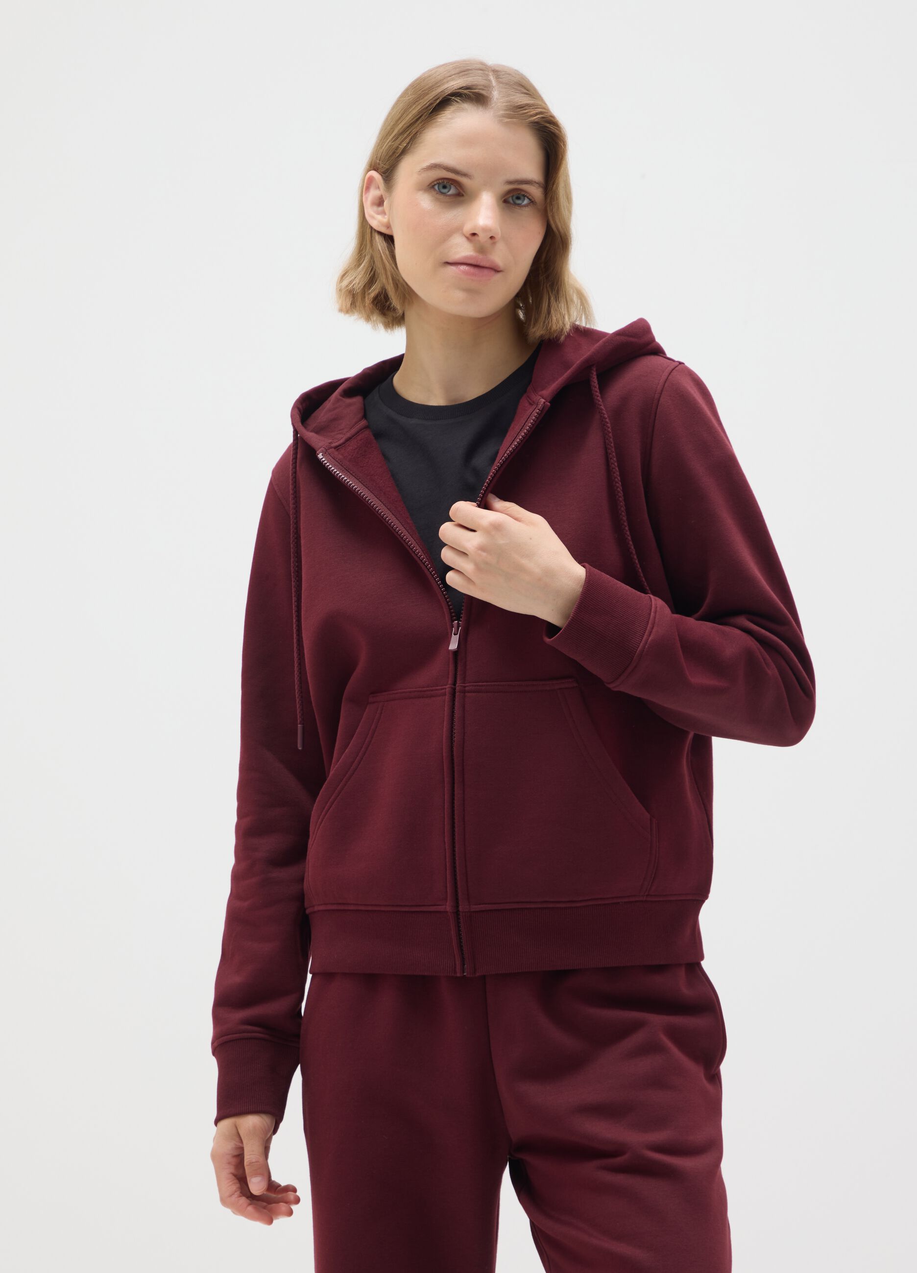 Red Cotton Blend Sweatshirt Regular Fit