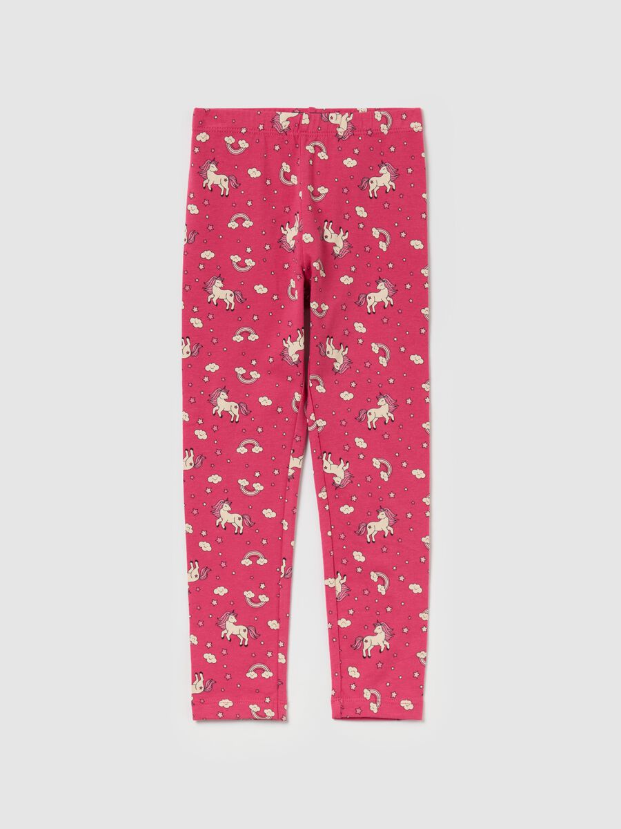 Printed stretch cotton leggings_0