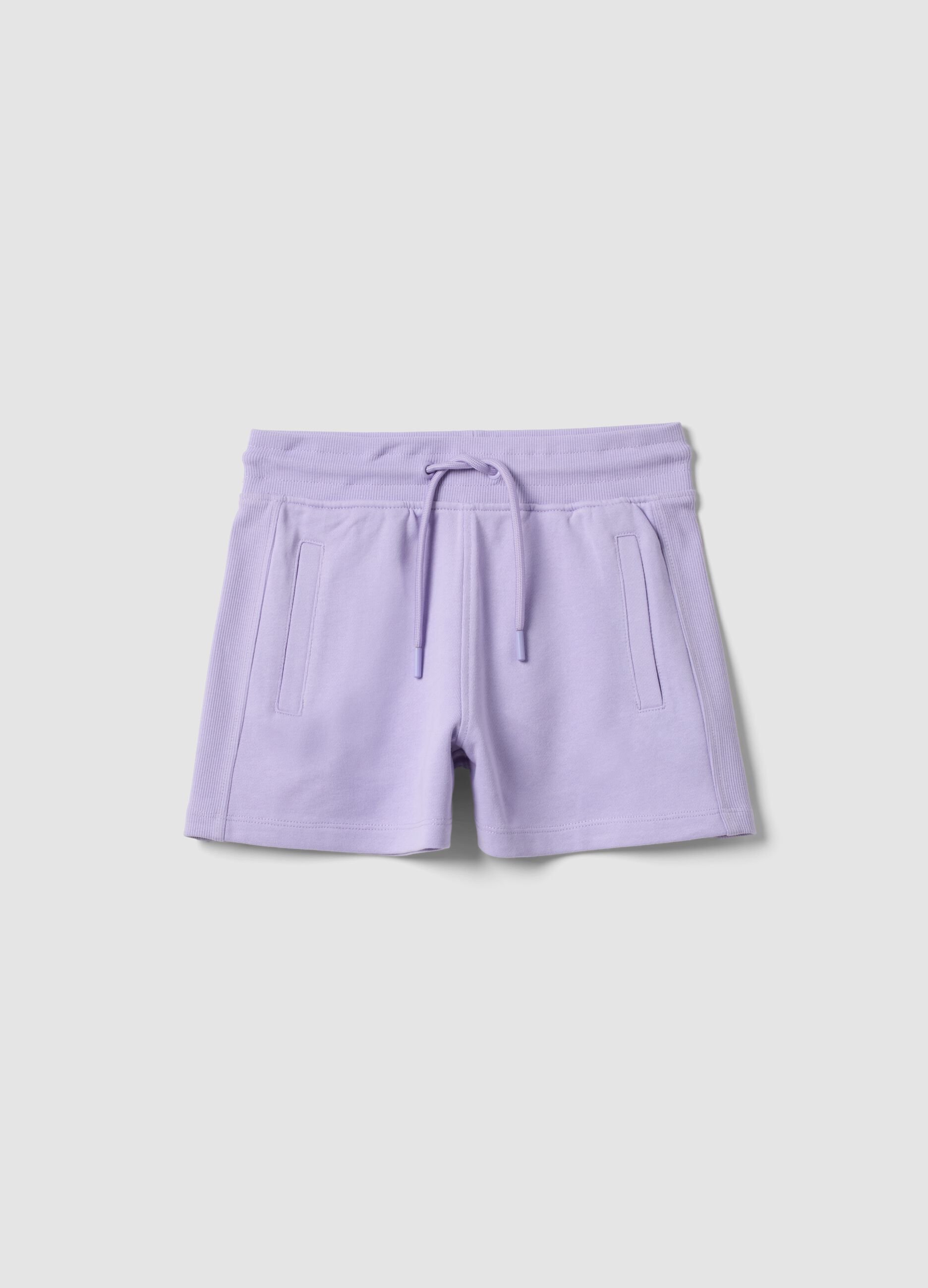 Girls&rsquo; purple organic cotton shorts with elasticated waistband