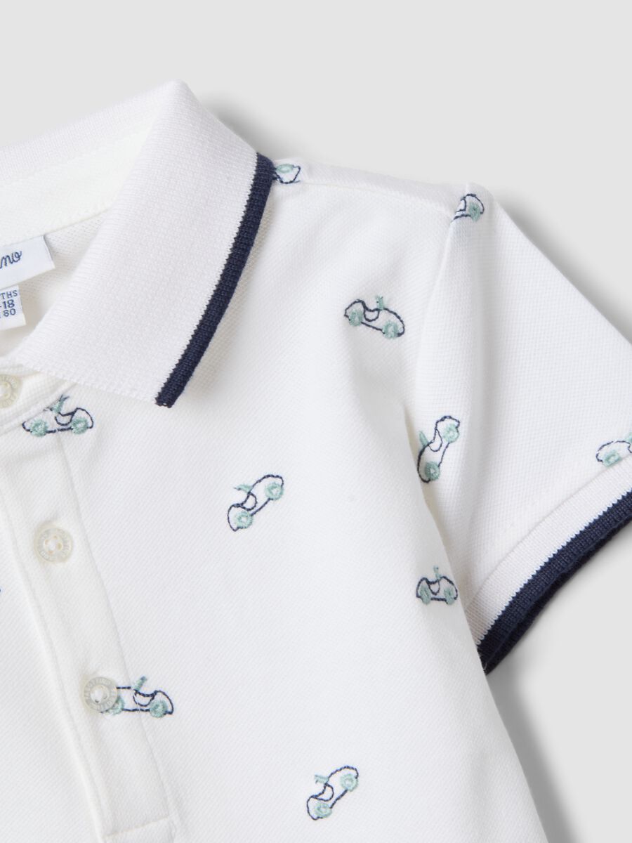 White short-sleeve stretch cotton polo shirt_2