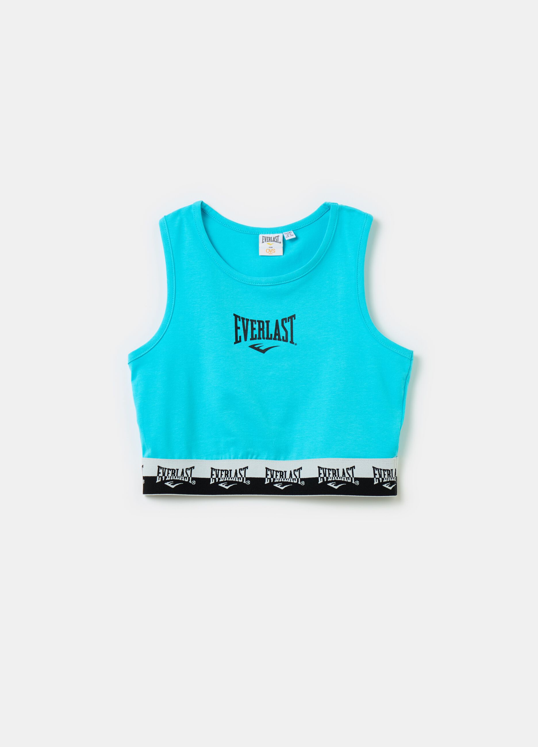 Crop top con base elastica e logo