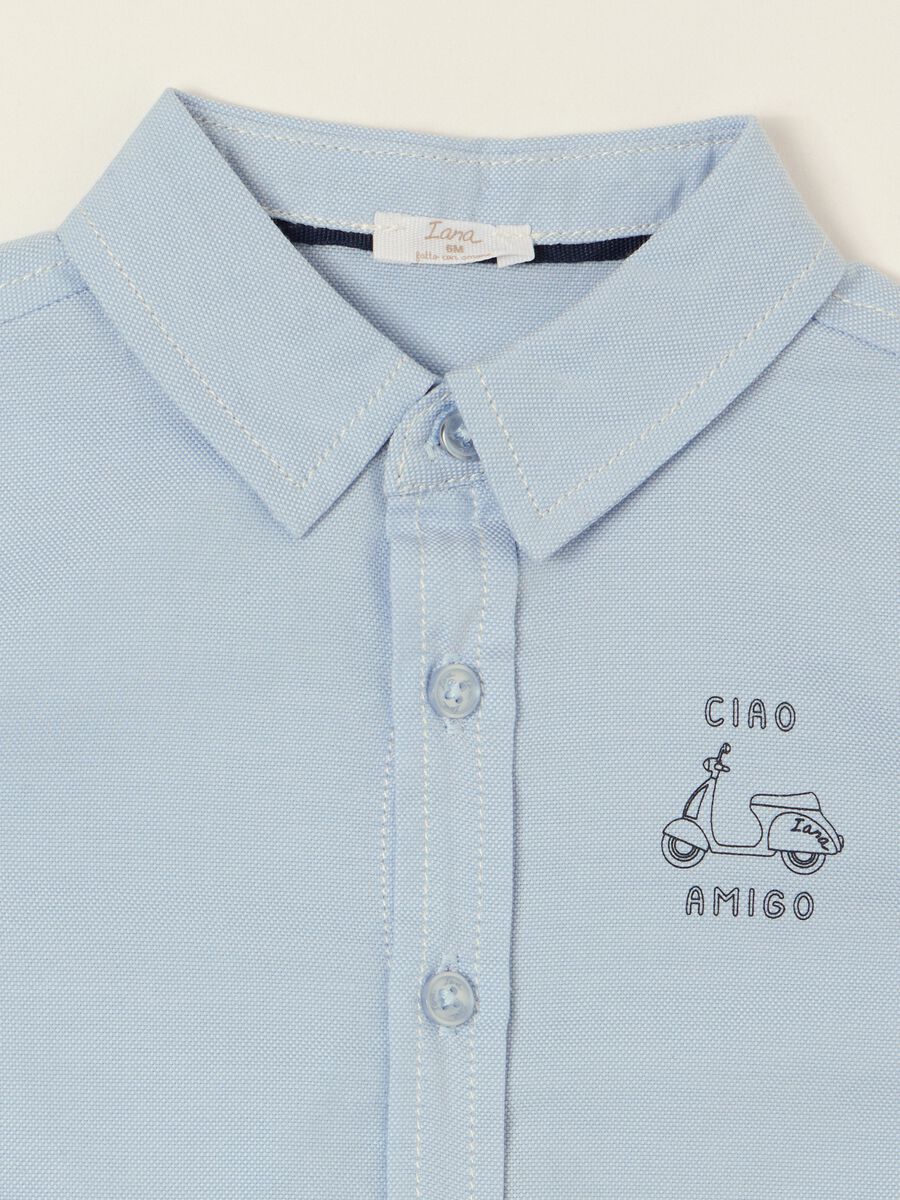 Camicia azzurra a maniche lunghe in puro cotone_1
