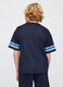 Blue sports jersey with logo and light blue accents_2