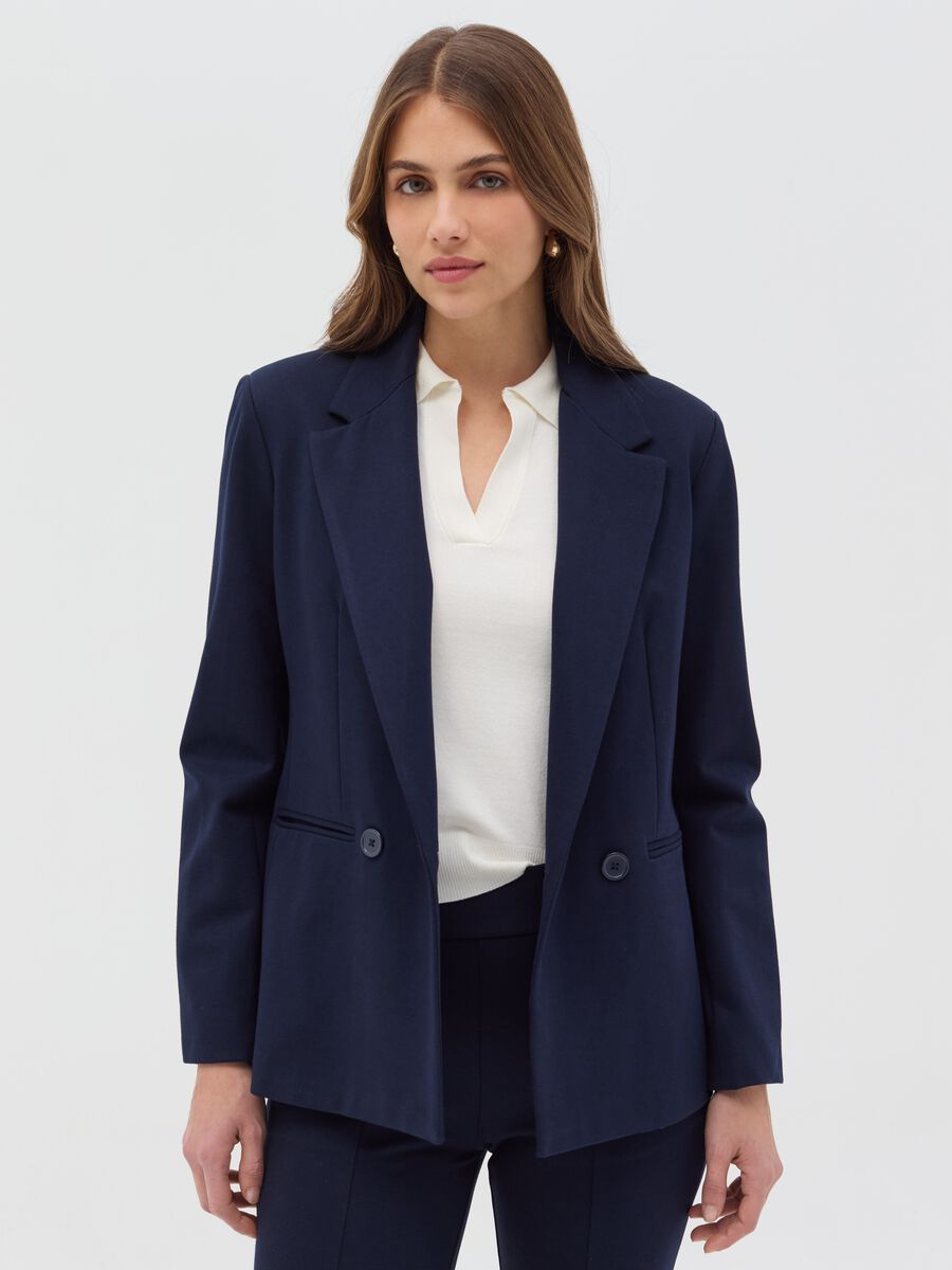 Double-breasted stretch blazer_0