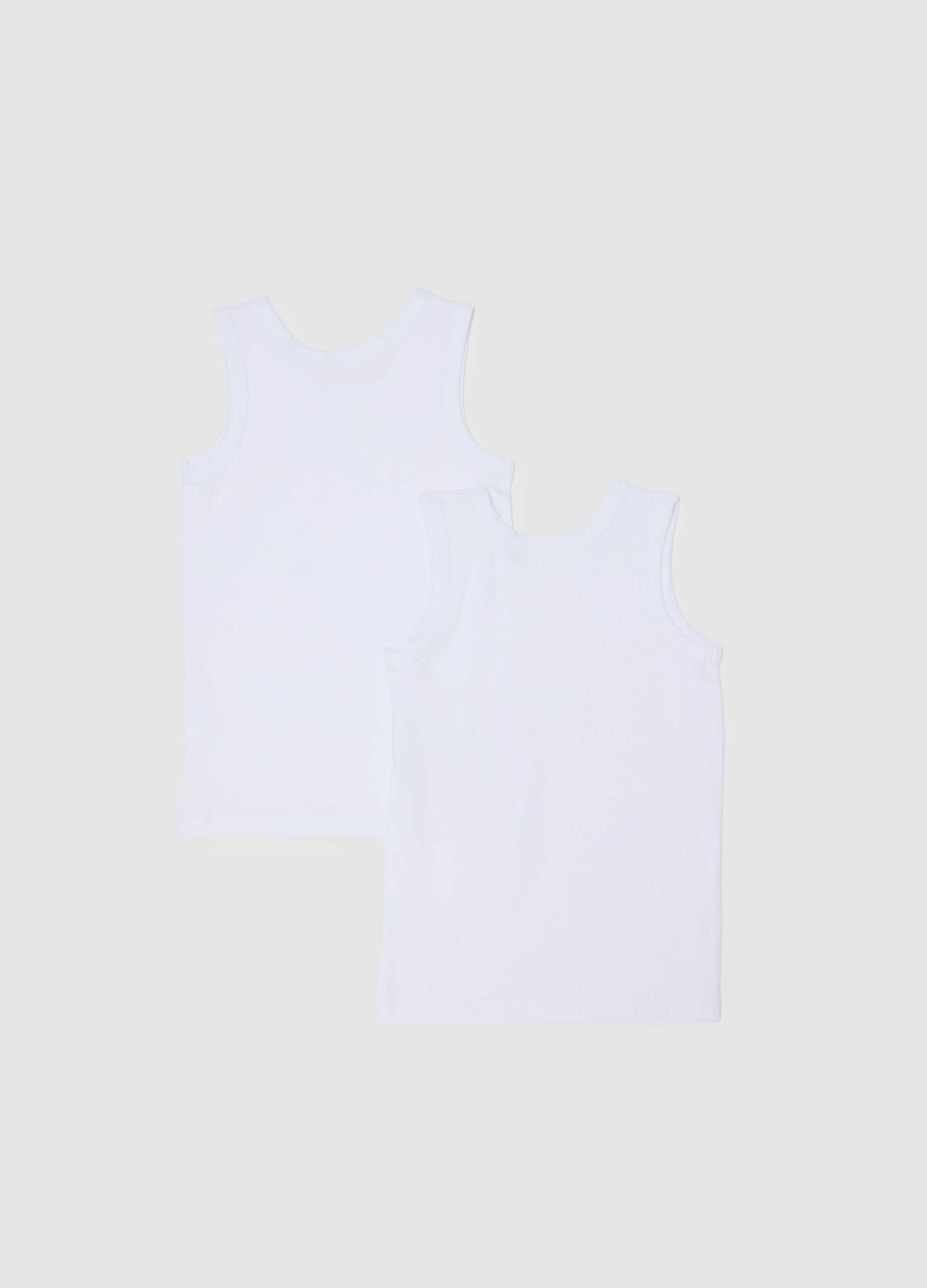 Children's White Cotton Sleeveless Regular Fit Vests