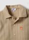 Oversized fit striped beige pure cotton shirt with buttons for boys_2
