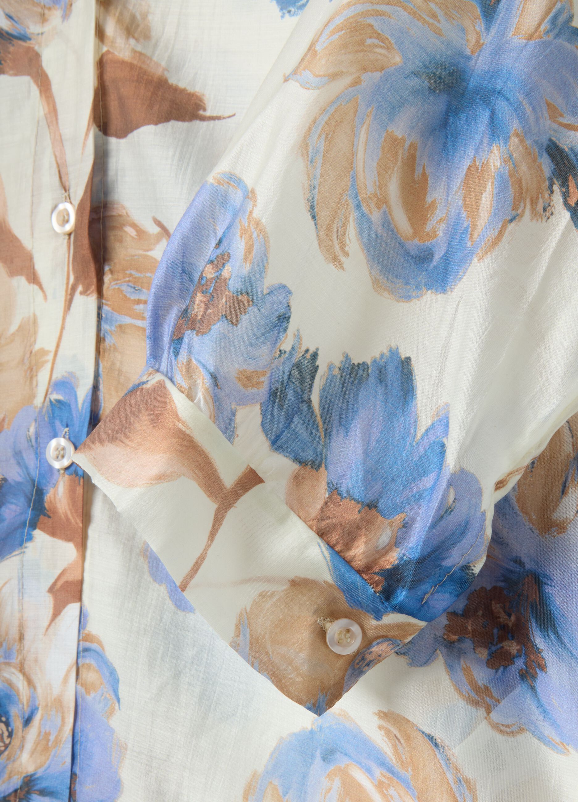 Regular-fit floral print viscose-blend shirt