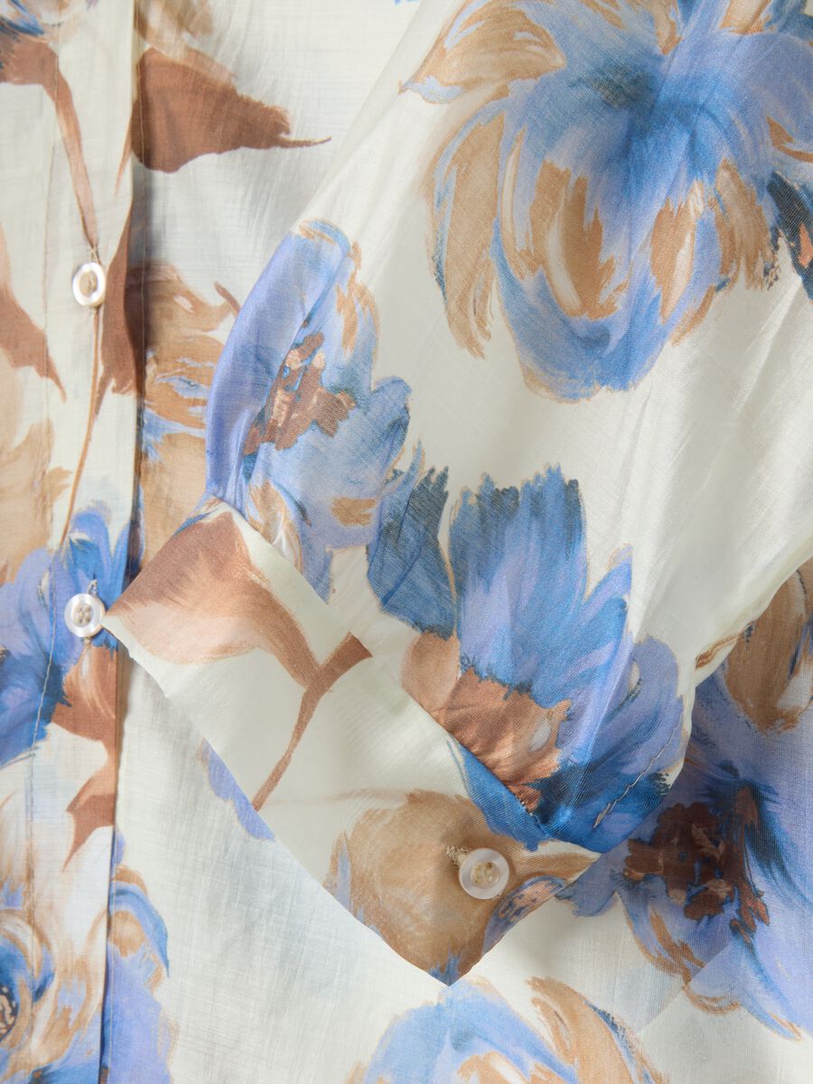 Camicia con motivo floreale in misto viscosa regular fit_1