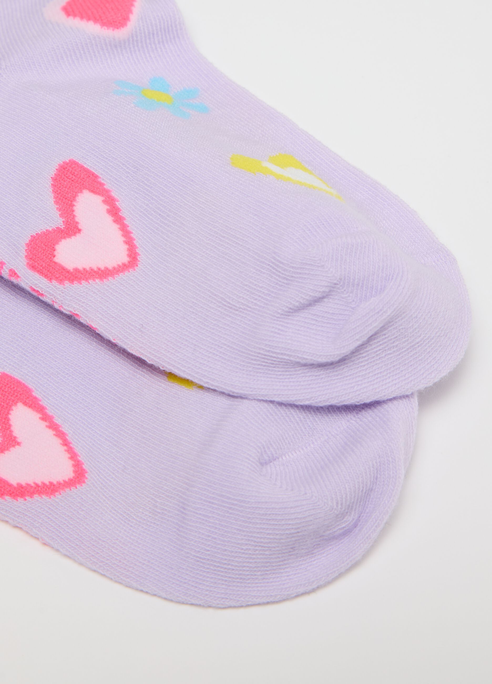 Girls' multicoloured cotton blend socks twin pack