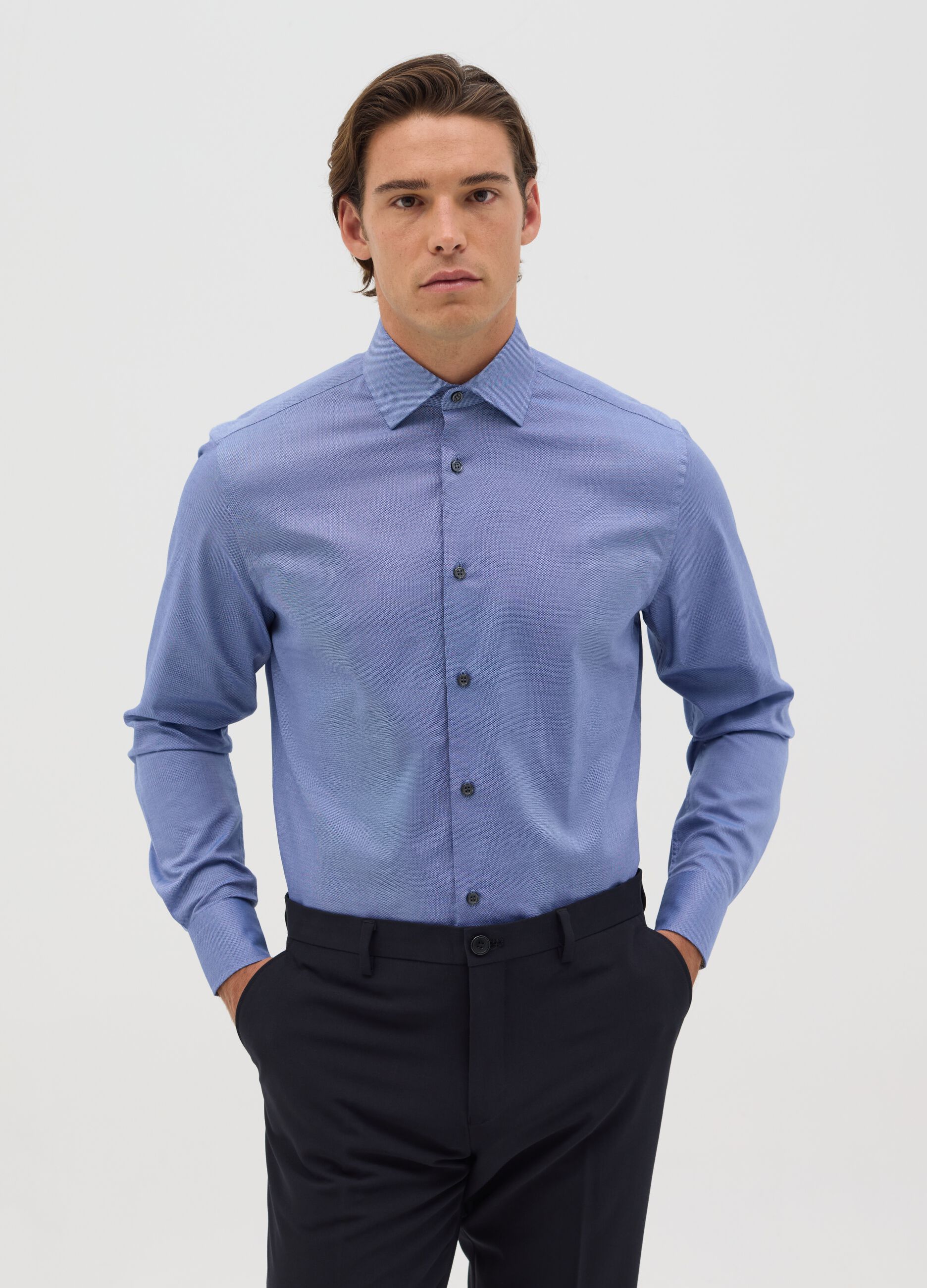 Blue easy-iron regular-fit shirt