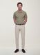 Pantaloni beige in dobby di cotone elasticizzato slim fit_0