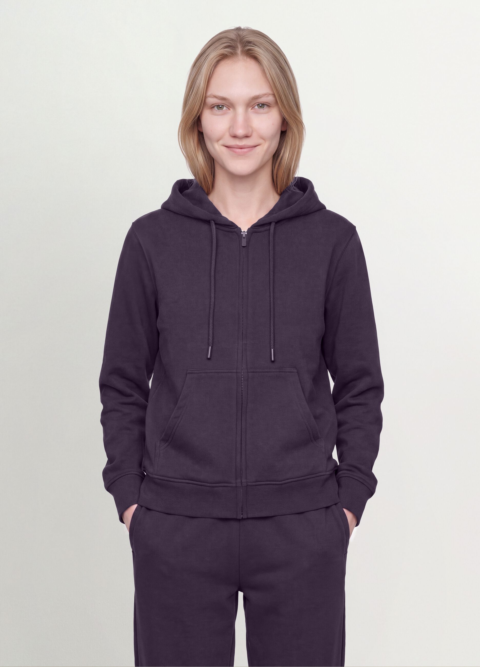 Purple cotton-blend regular-fit hoodie