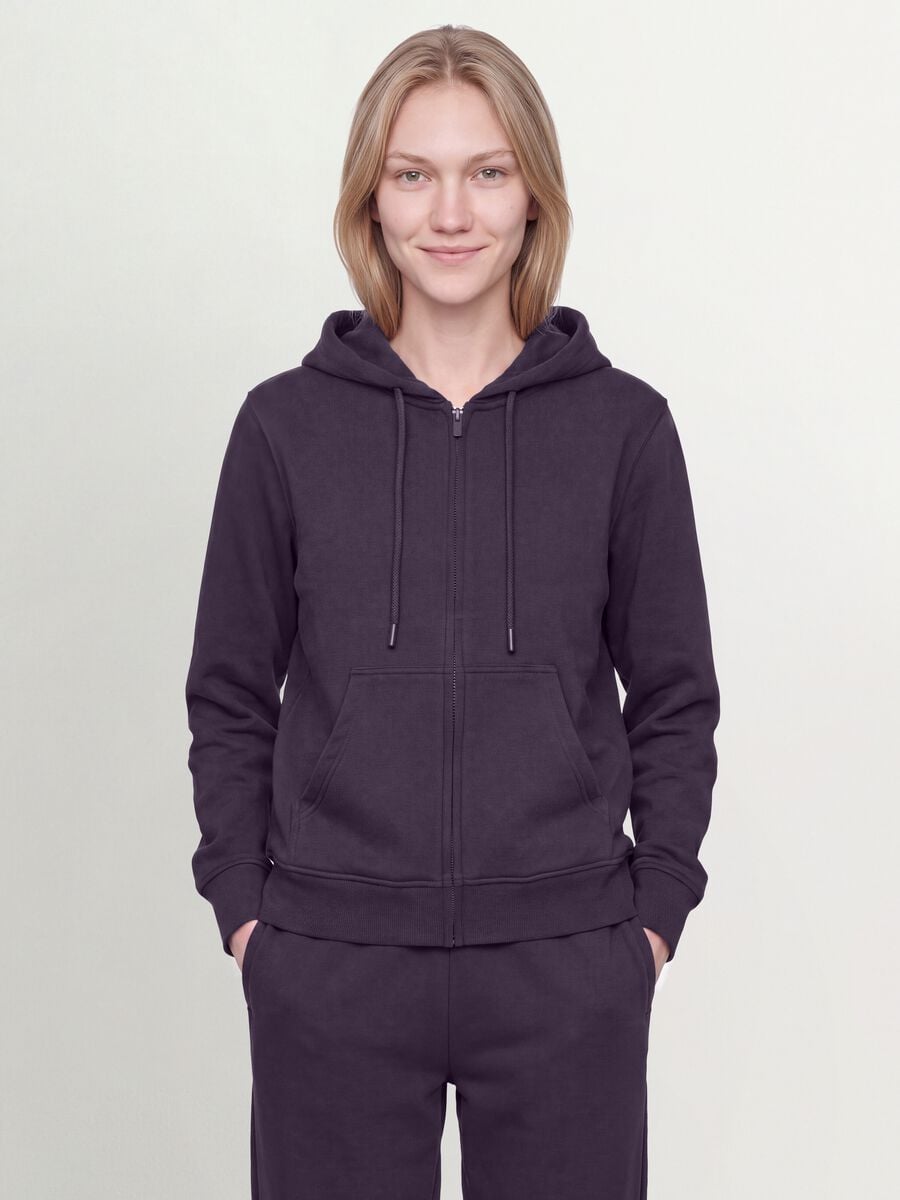 Felpa viola in misto cotone con cappuccio regular fit_1